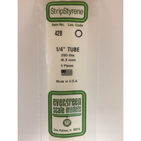 Evergreen White Polystyrene Round Tube 0.250 x 24" / 6.4mm x 61cm (5)