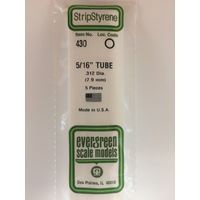 Evergreen White Polystyrene Round Tube 0.312 x 24" / 7.9mm x 61cm (5)