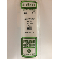 Evergreen White Polystyrene Round Tube 0.375 x 24" / 9.5mm x 61cm (4)