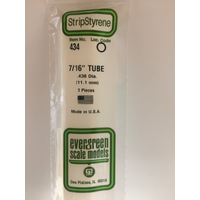 Evergreen White Polystyrene Round Tube 0.438 x 24" / 11.1mm x 61cm (3)