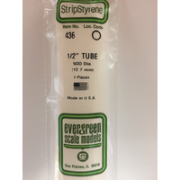 Evergreen White Polystyrene Round Tube 0.500 x 24" / 12.7mm x 61cm (3)
