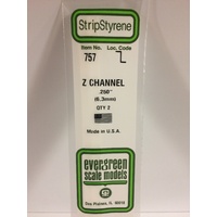 Evergreen White Polystyrene Z Channel .250 x .125 x 14" / 6.4mm x 3.2mm x 36cm (2)