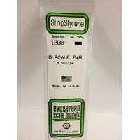 Evergreen White Polystyrene O-Scale Strip 0.042 x 0.167 x 14" / 1.1mm x 4.2mm x 36cm (8)
