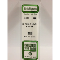 Evergreen White Polystyrene O-Scale Strip 0.125 x 0.167 x 14" / 3.2mm x 4.2mm x 36cm (4)