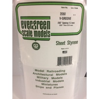 Evergreen White Polystyrene V-Groove Siding Sheet 0.050 x 6 x 12" / 1.3mm x 15cm x 30cm (1)