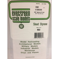 Evergreen 2080 White Polystyrene V-Groove Siding Sheet 0.080 x 6 x 12" / 2mm x 15cm x 30cm (1)