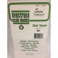 Evergreen White Polystyrene Clapboard Siding Sheet 0.030 x 6 x 12" / 0.76mm x 15cm x 30cm (1)
