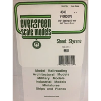Evergreen White Polystyrene V-Groove Siding Sheet 0.040 x 6 x 12" / 1mm x 15cm x 30cm (1)