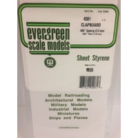 Evergreen 4081 White Polystyrene Clapboard Siding Sheet 0.080 x 6 x 12" / 2mm x 15cm x 30cm (1)