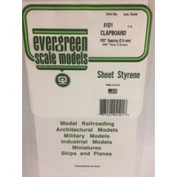 Evergreen White Polystyrene Clapboard Siding Sheet 0.100 x 6 x 12" / 2.5mm x 15cm x 30cm (1)