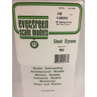 Evergreen 4188 White Polystyrene V-Groove Siding Sheet 0.188 x 6 x 12" / 4.8mm x 15cm x 30cm (1)