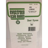 Evergreen 4250 White Polystyrene V-Groove Siding Sheet 0.250 x 6 x 12" / 6.4mm x 15cm x 30cm (1)