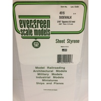 Evergreen 4515 White Polystyrene Sidewalk Sheet 0.188 x 6 x 12" / 4.8mm x 15cm x 30cm (1)