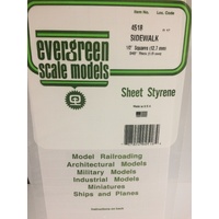 Evergreen 4518 White Polystyrene Sidewalk Sheet 0.500 x 6 x 12" / 12.7mm x 15cm x 30cm (1)