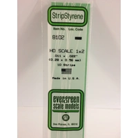 Evergreen White Polystyrene HO Scale Strip 0.011 x 0.023 x 14" (10)