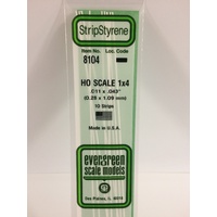 Evergreen White Polystyrene HO Scale Strip 0.011 x 0.046 x 14" (10)