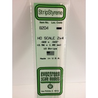 Evergreen 8204 White Polystyrene HO Scale Strip 0.023 x 0.046 x 14" (10)
