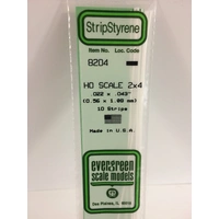Evergreen White Polystyrene HO Scale Strip 0.023 x 0.046 x 14" (10)