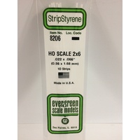 Evergreen 8206 White Polystyrene HO Scale Strip 0.023 x 0.069 x 14" (10)