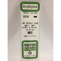 Evergreen White Polystyrene HO Scale Strip 0.023 x 0.092 x 14" (10)
