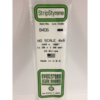 Evergreen 8406 White Polystyrene HO Scale Strip 0.046 x 0.069 x 14" (10)
