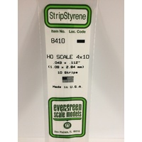 Evergreen White Polystyrene HO Scale Strip 0.046 x 0.115 x 14" (10)