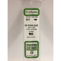 Evergreen White Polystyrene HO Scale Strip 0.046 x 0.138 x 14" (10)