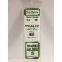 Evergreen White Polystyrene HO Scale Strip 0.046 x 0.138 x 14" (10)