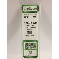Evergreen White Polystyrene HO Scale Strip 0.069 x 0.115 x 14" (10)