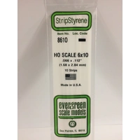 Evergreen White Polystyrene HO Scale Strip 0.069 x 0.115 x 14" (10)