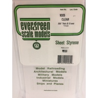 Evergreen Clear Polystyrene Sheet 0.005 x 6 x 12" / 0.13mm x 15cm x 30cm (3)