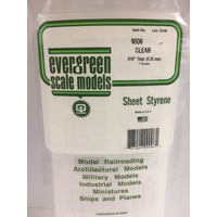 Evergreen 9006 Clear Polystyrene Sheet 0.010 x 6 x 12" / 0.25mm x 15cm x 30cm (2)