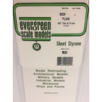 Evergreen 9009 White Polystyrene Sheet 0.005 x 6 x 12" / 0.13mm x 15cm x 30cm (3)