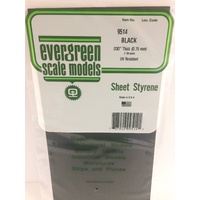 Evergreen Black Polystyrene Sheet 0.030 x 6 x 12" / 0.76mm x 15cm x 30cm (2)