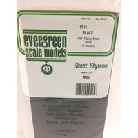 Evergreen Black Polystyrene Sheet 0.040 x 6 x 12" / 1mm x 15cm x 30cm (2)