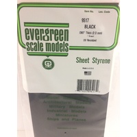 Evergreen Black Polystyrene Sheet 0.080 x 6 x 12" / 2mm x 15cm x 30cm (1)