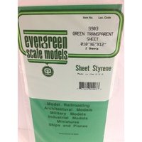 Evergreen Transparent Green Polystyrene Sheet 0.010 x 6 x 12" / 0.25mm x 15cm x 30cm (2)