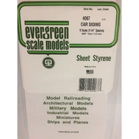 Evergreen White Polystyrene O-Scale Car Siding Sheet 0.040 x 12 x 24" / 1mm x 30cm x 61cm (1)