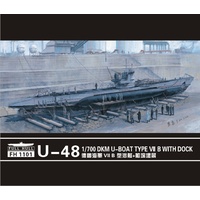 Flyhawk 1/700 U-boat Type VII B DKM U-48 with Dock(1set+dockyard diorama) FH1101 Plastic Model Kit