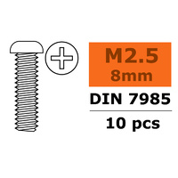 G-Force Pan Head Screw M2.5x8 Galvanised Steel (10pcs) GF-0170-005