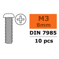 G-Force Pan Head Screw M3x8 Galvanised Steel (10pcs) GF-0170-008