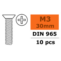 G-Force Countersunk ScrewfGF-0 M3x30 Galvanised Steel (10pcs) GF-0171-008