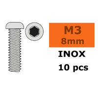 G-Force Socket Low Round Head M3x8 Inox (10pcs) GF-0203-002
