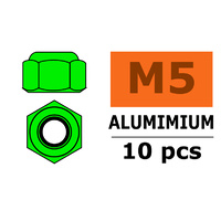 G-Force Nylstop Nut M5 Green Aluminium (10pcs) GF-0400-051
