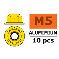G-Force Flanged Nylstop Nut M5 Gold Aluminium (10pcs) GF-0401-050