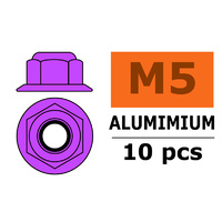 G-Force Flanged Nylstop Nut M5 Purple Aluminium (10pcs) GF-0401-052