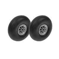G-Force Aircraft Wheels - Rubber w/ Nylon Rim - 63mm - Shaft Dia. 4mm (2)