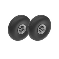 G-Force Aircraft Wheels - Rubber w/ Nylon Rim - 70mm - Shaft Dia. 4mm (2)