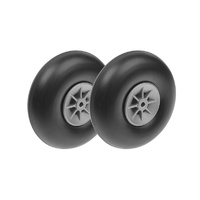 G-Force Aircraft Wheels - Rubber w/ Nylon Rim - 90mm - Shaft Dia. 4mm (2)
