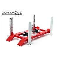 Greenlight 1/18 White/Red 4 Post Hoist (Adjustable) Diecast